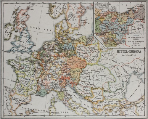 19th century German map of Europe in 1250 CE
