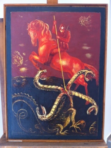A Communist St. George (Bulgaria's patron saint) vanquishes the many-headed chimera of fascist imperialism